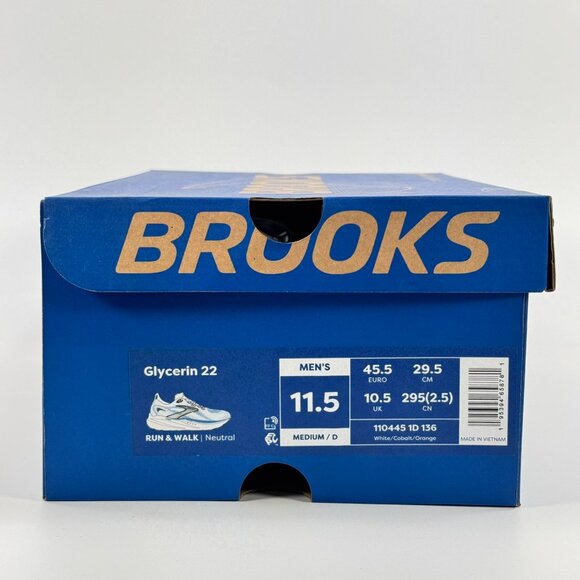 Brooks Glycerin 22 \'White Cobalt Orange\' 110445-1D-136 size 11.5 READ